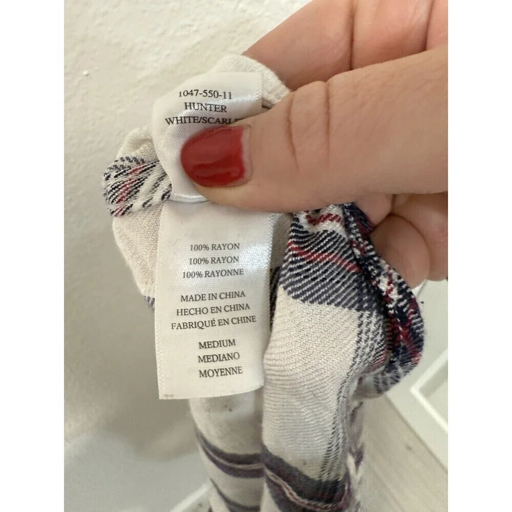 Rails Hunter Plaid Long Sleeve Button Down Top White Red Navy Medium Super Soft